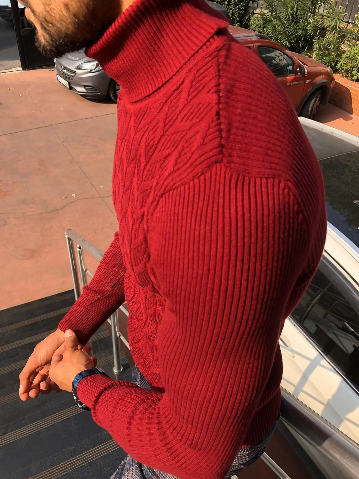 Calvin Slim-Fit Turtleneck Knitwear Red - BRABION