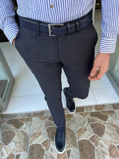 Rockford Navy Blue Slim Fit Cotton Pants - BRABION