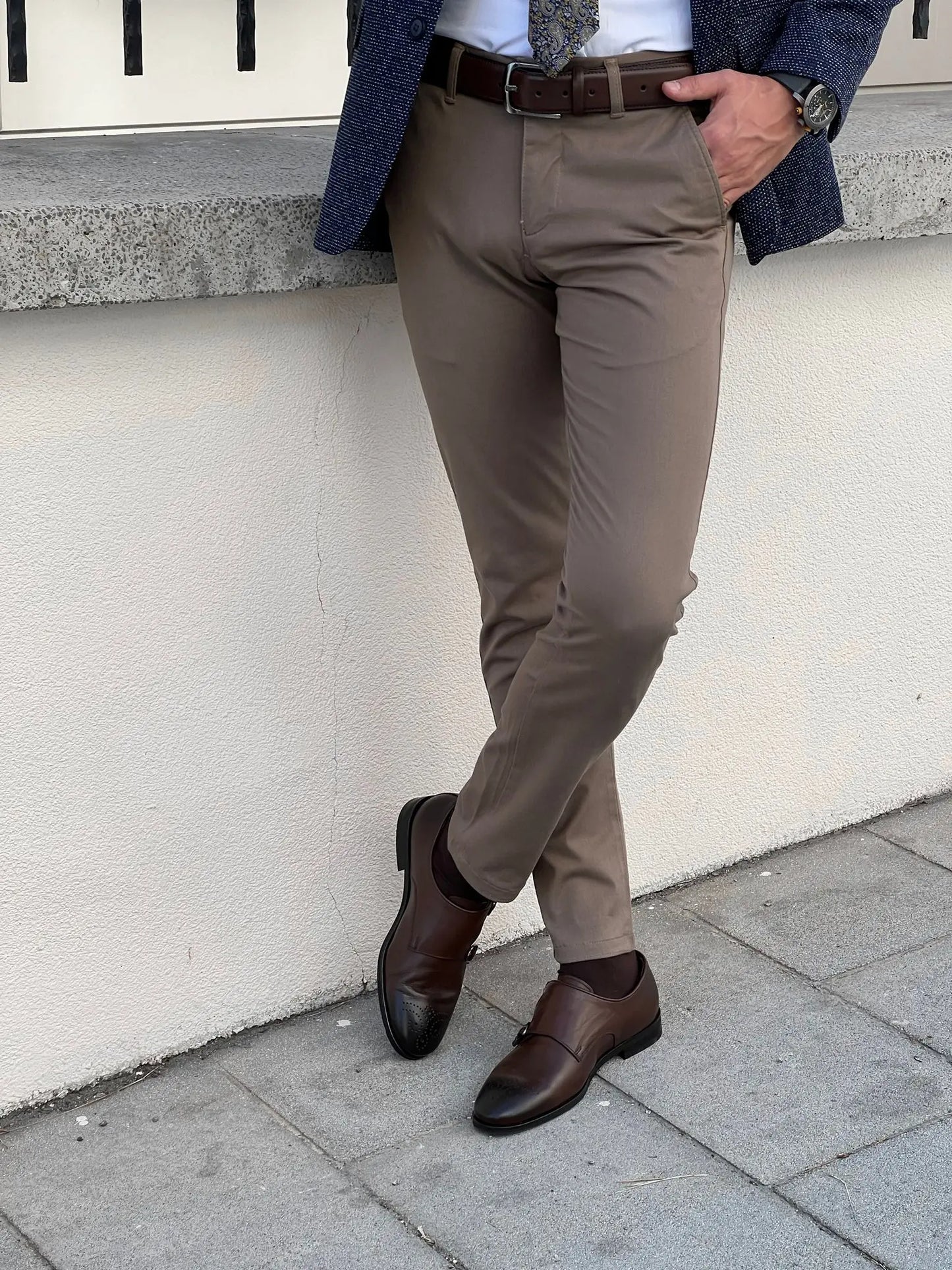 Giorgio Slim Fit Cotton Mink Pants - Versatile Elegance for Every Occasion - BRABION