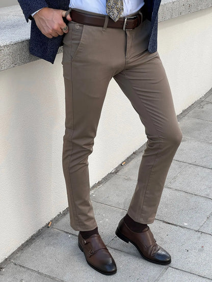 Giorgio Slim Fit Cotton Mink Pants - Versatile Elegance for Every Occasion - BRABION