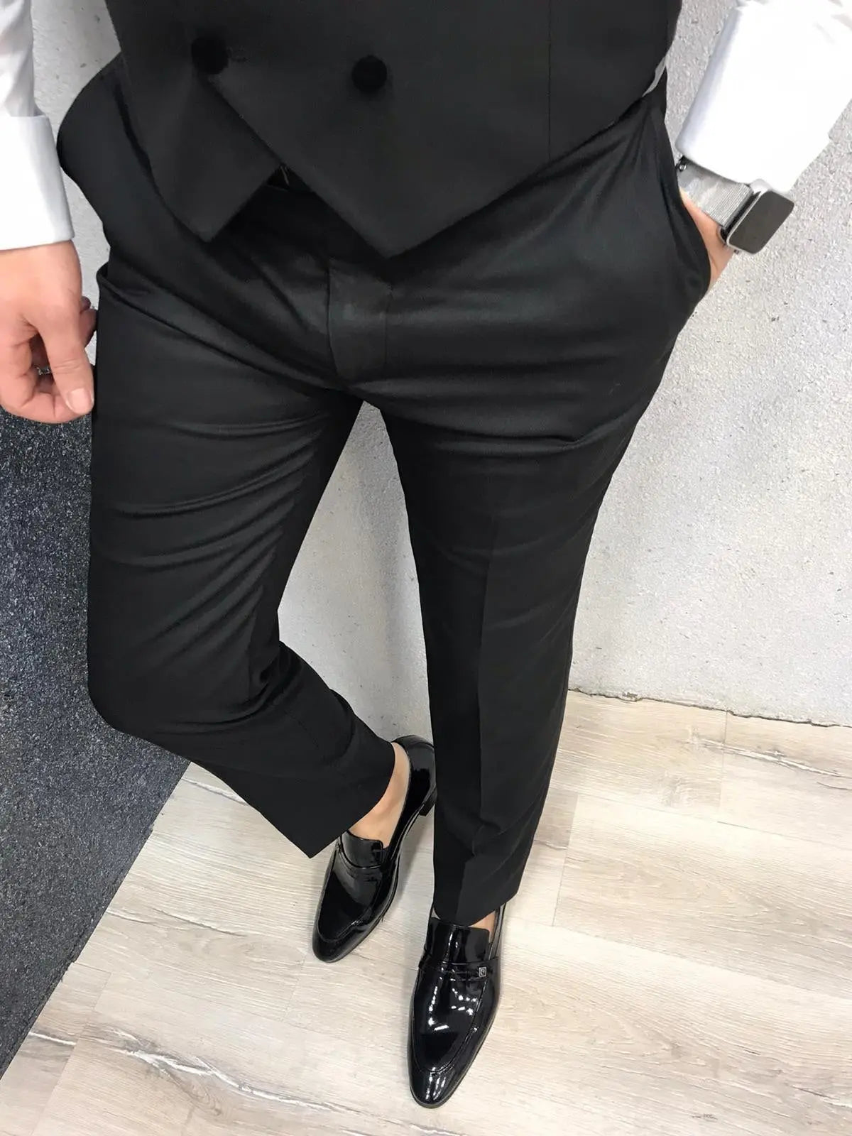Ventura Black Slim Fit Velvet Shawl Lapel Tuxedo - BRABION