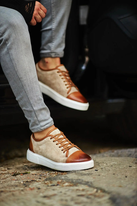 Prince Eva Sole Leather Beige Sneakers - Versatile Elegance for Every Occasion - BRABION