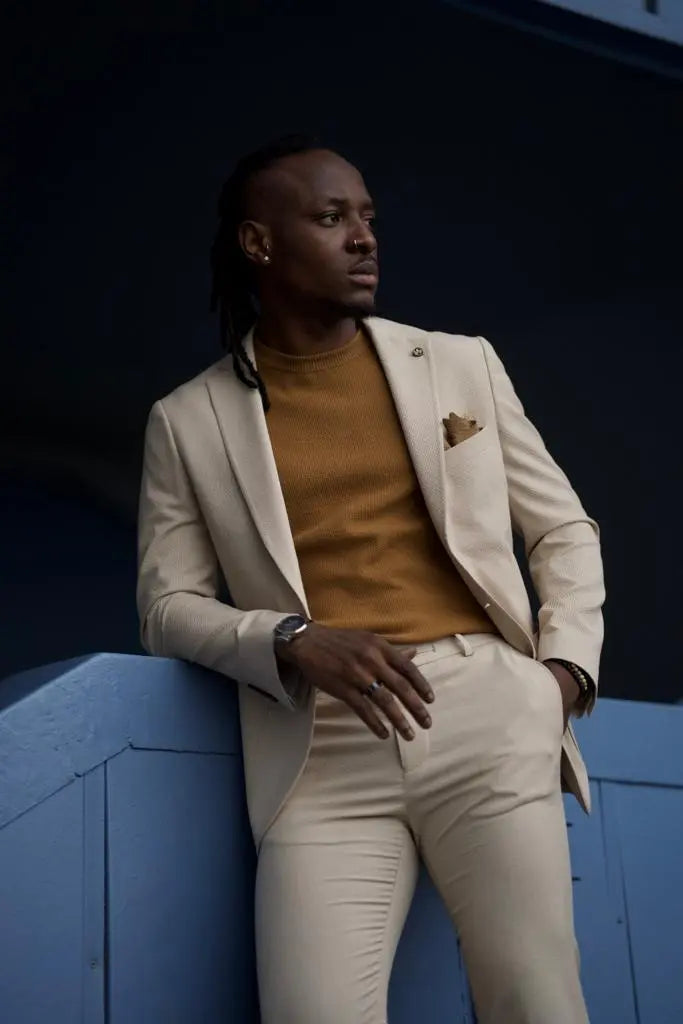 Sorento Beige Slim Fit Linen Suit - Elegant Style for Every Occasion brabion