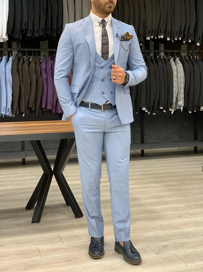 Eros Sky Blue Slim Fit Wool Suit for Every Occasion BOJONI