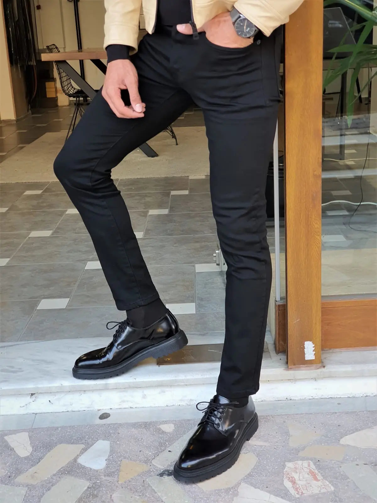 Clemson Black Slim Fit Lycra Jeans - BRABION