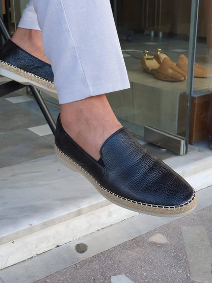 Stefano Black Slip-On Loafers - Elegant Leather Footwear - BRABION