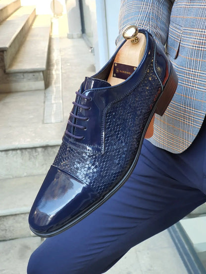 Henderson Navy Blue Wholecut Derbies - BRABION