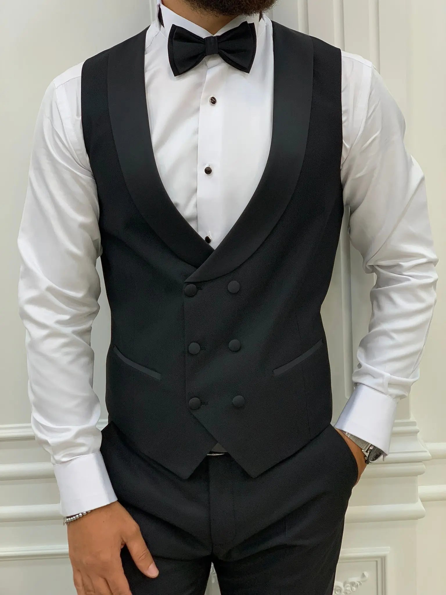 Lazio Black Slim Fit Shawl Lapel Tuxedo - BRABION