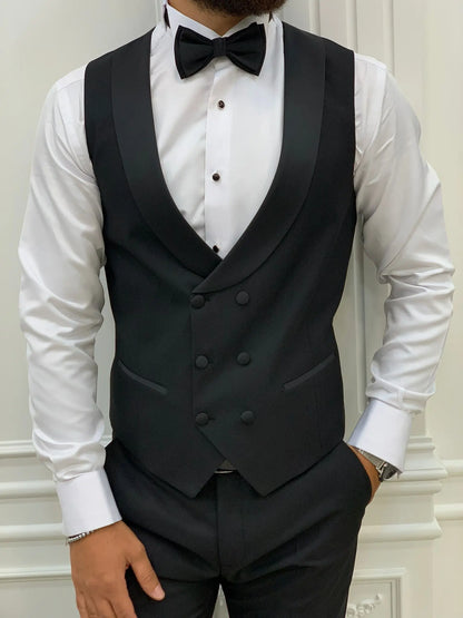 Lazio Black Slim Fit Shawl Lapel Tuxedo - BRABION