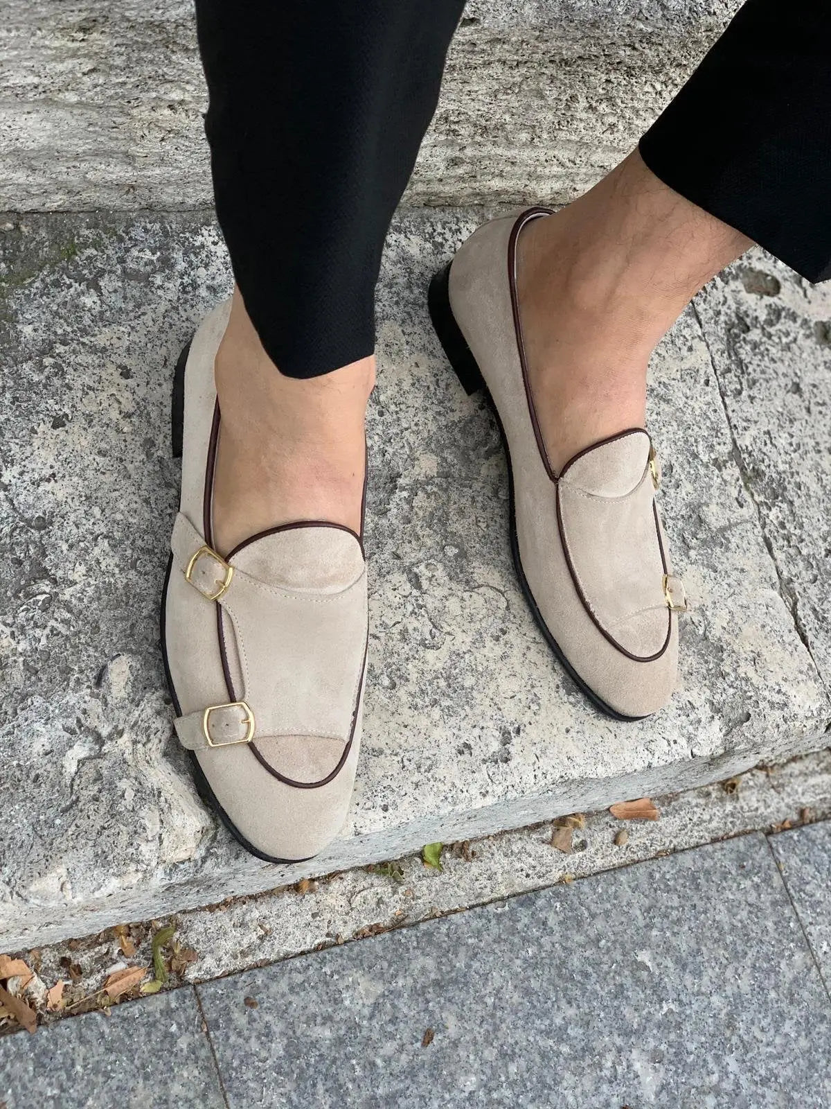 Stanoss Cream Buckle Shoes for Men - BRABION