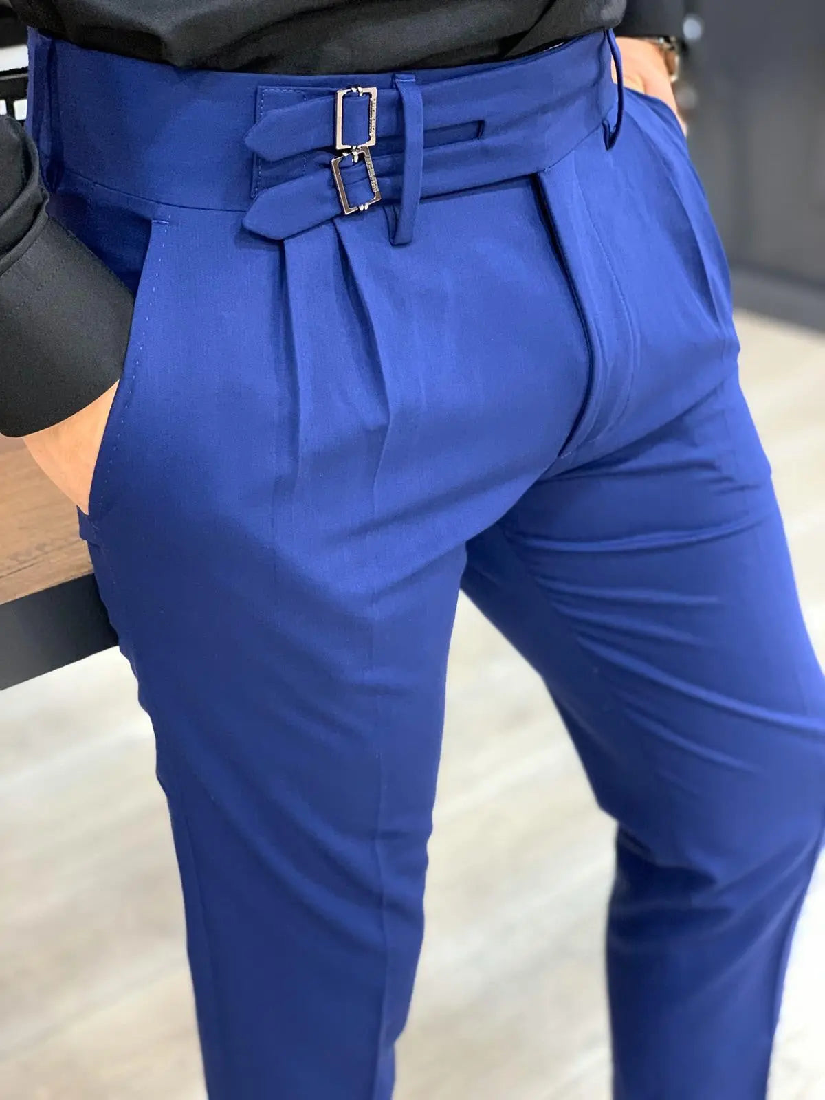 Livonia Sax Double Buckle Slim Pants - BRABION