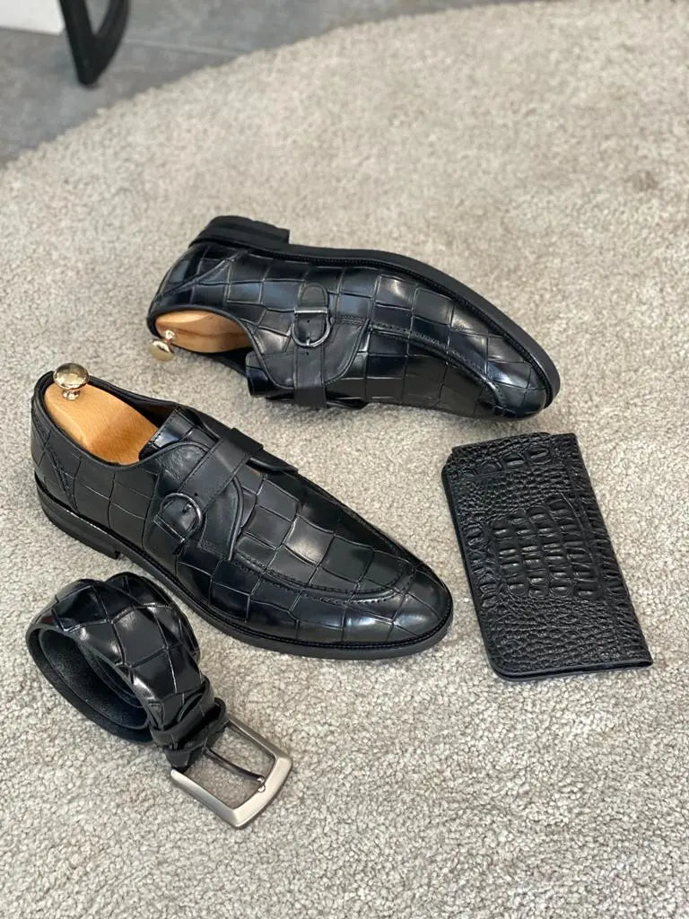 Louise Black Buckle Loafers - Elegant Leather Shoes for Every Occasion - BRABION