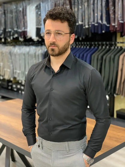 Jake Black Slim Fit Shirt - Versatile Elegance for Every Occasion - BRABION