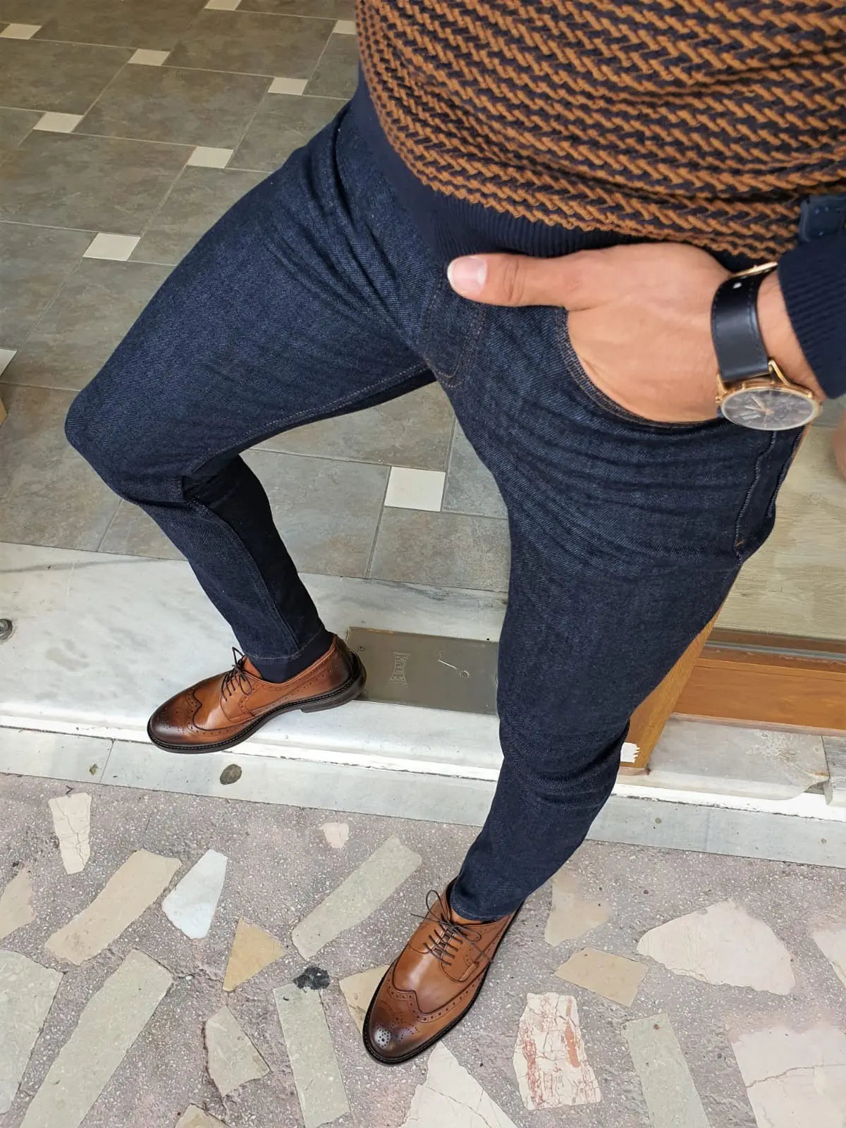 Clemson Navy Blue Slim Fit Lycra Jeans - BRABION