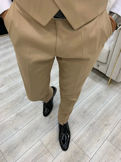 Lazio Golden Slim Fit Peak Lapel Tuxedo for Distinct Elegance - BRABION