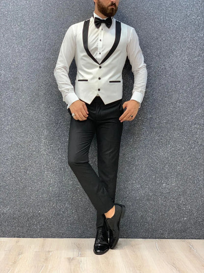 Lazio White Slim Fit Tuxedo for Men - BRABION