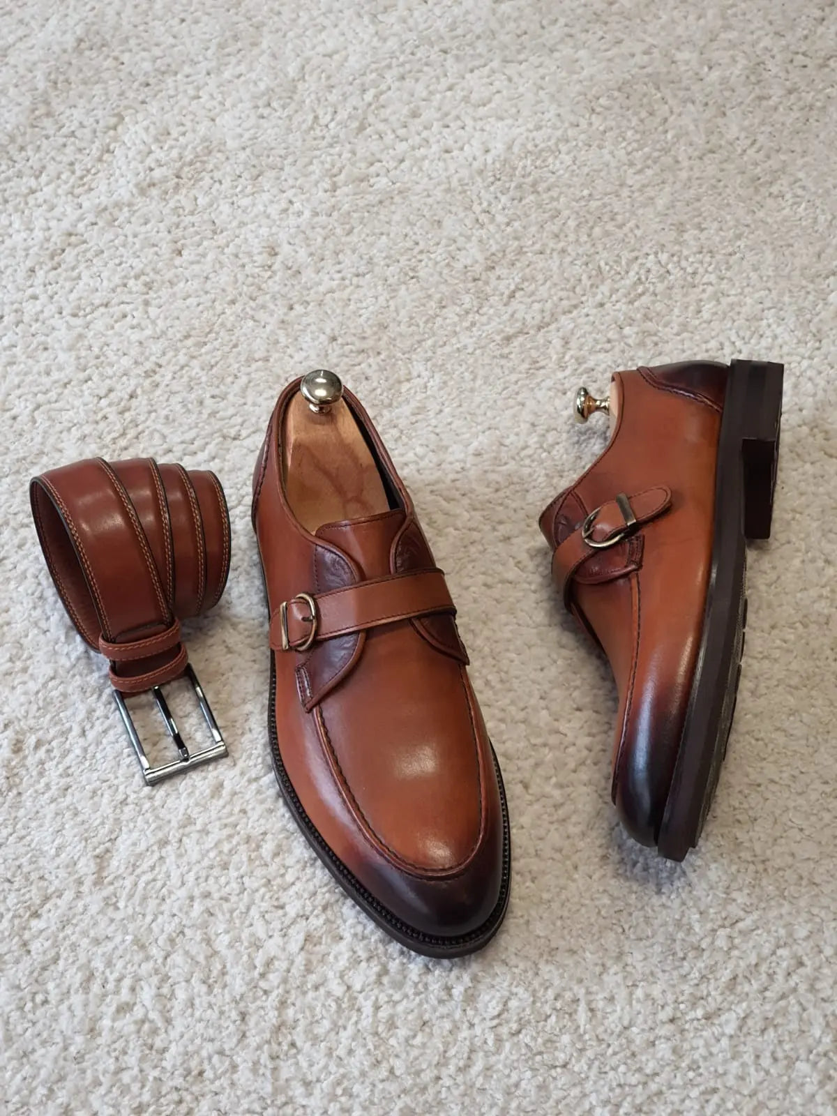Antonio Tan Buckle Loafers - Premium Leather Comfort - BRABION