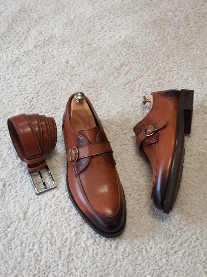 Antonio Tan Buckle Loafers - Premium Leather Comfort - BRABION