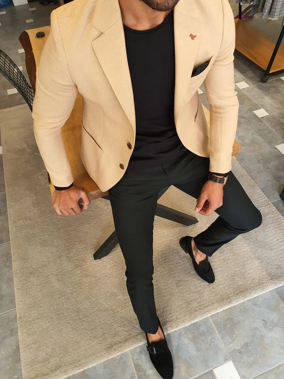 Edmond Beige Slim Fit Blazer - Versatile Elegance for Any Occasion - BRABION