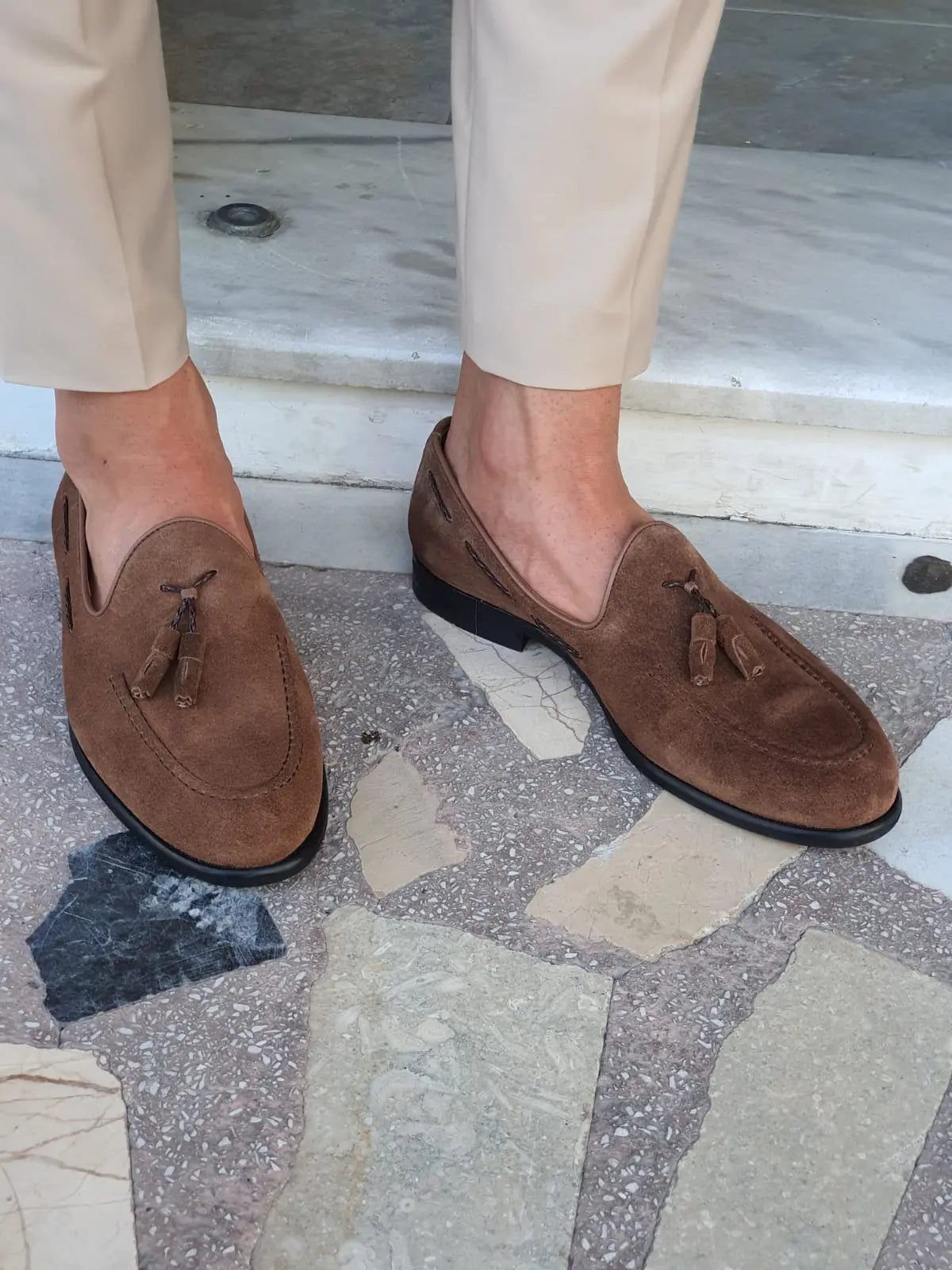 Cole Brown Suede Tassel Loafers - Elegant Comfort for Every Occasion - BRABION