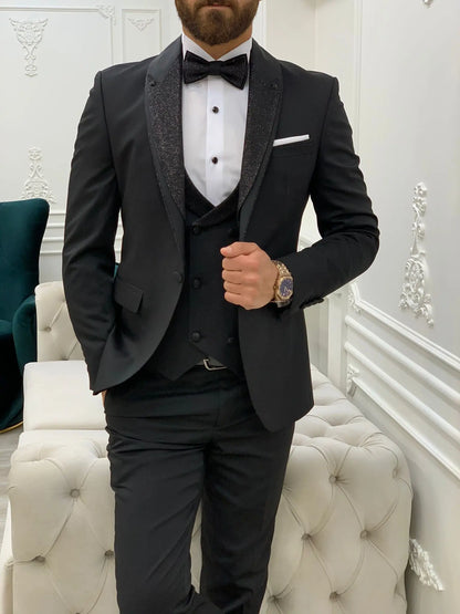 Bethesda Black Shawl Lapel Tuxedo: Timeless Elegance for Formal Occasions - BRABION