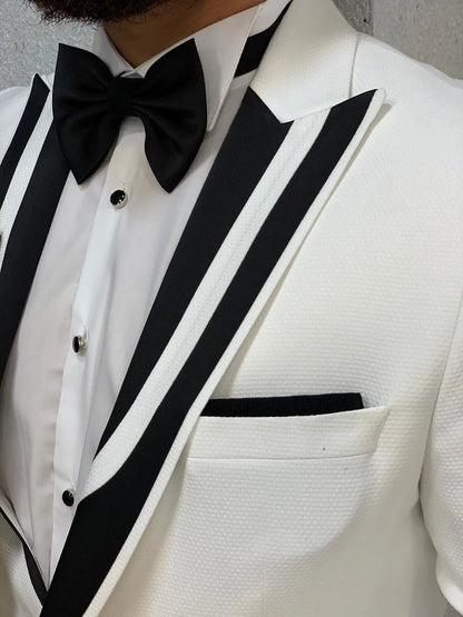 Lazio White Slim Fit Tuxedo for Men - BRABION