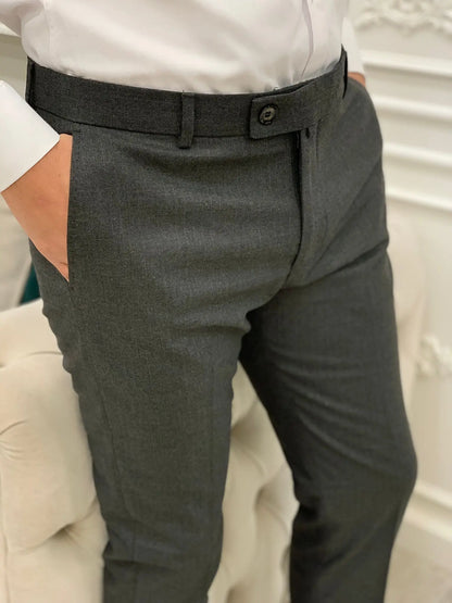 Anthracite Italian Style Slim Fit Trousers for Men - BRABION