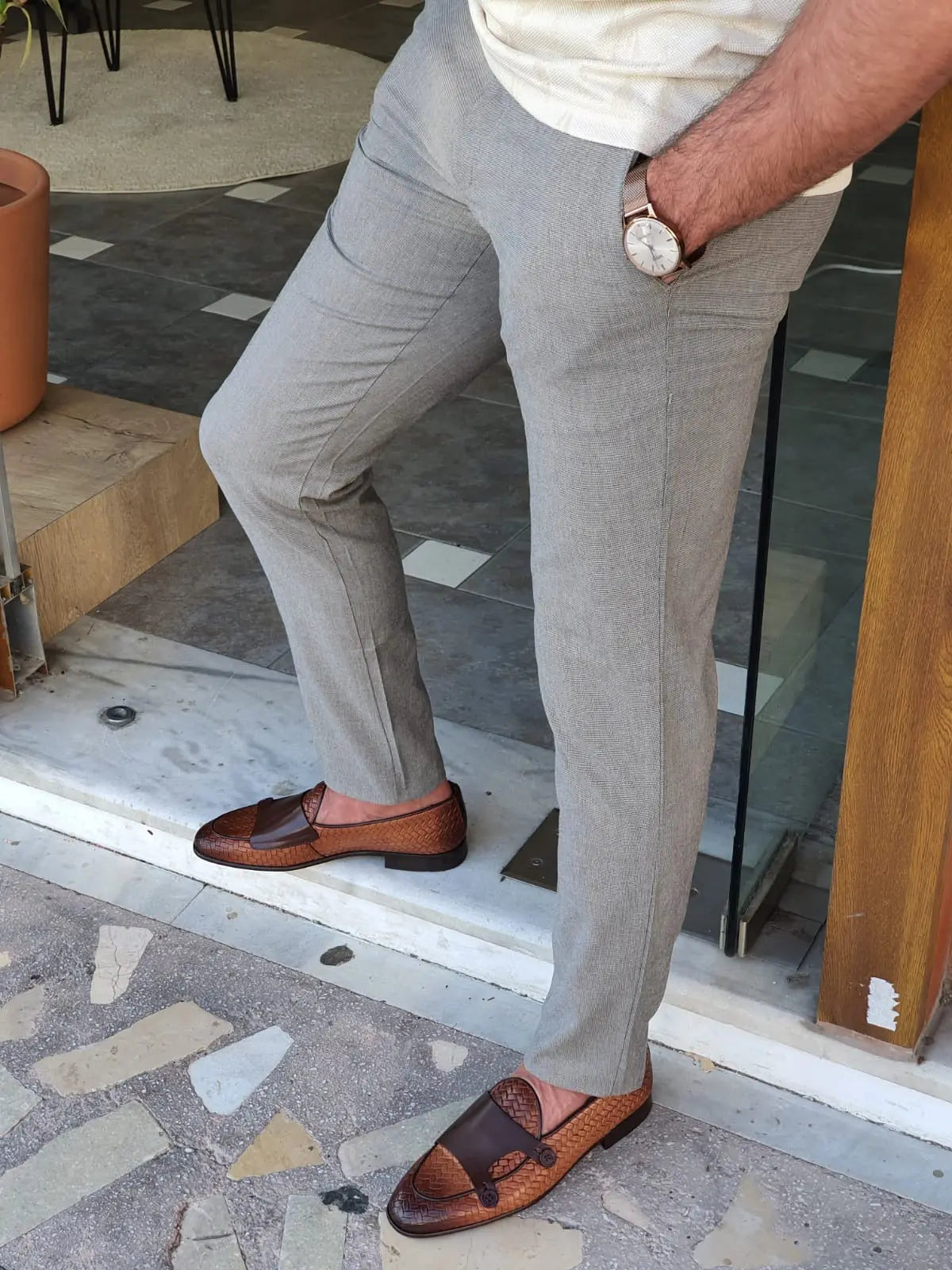 Bristol Light Brown Slim Fit Cotton Pants for Every Occasion - BRABION
