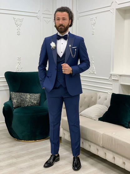 Perris Indigo Slim Fit Tuxedo - The Ultimate Formalwear Statement - BRABION