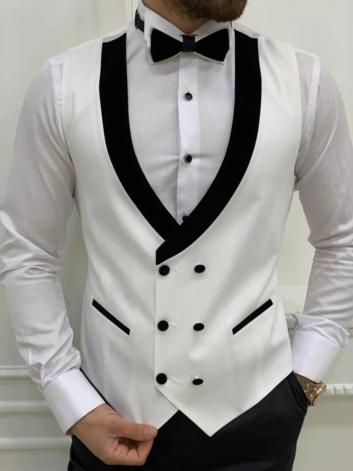 Austin White Slim Fit Shawl Lapel Tuxedo - Elevate Your Formal Look - BRABION