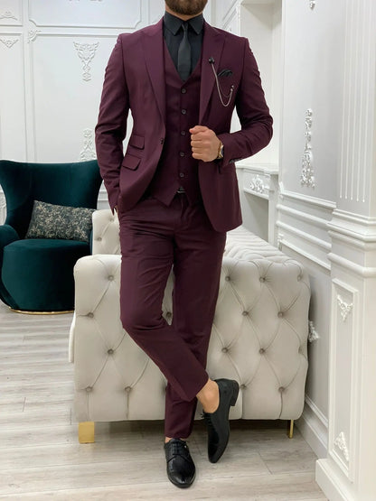 Lance Burgundy Slim Fit Suit BOJONI