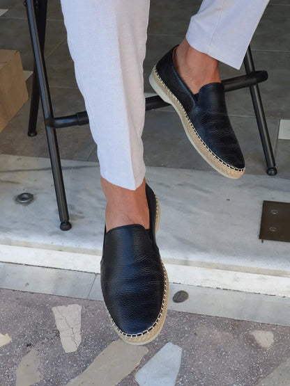 Stefano Black Slip-On Loafers - Elegant Leather Footwear - BRABION