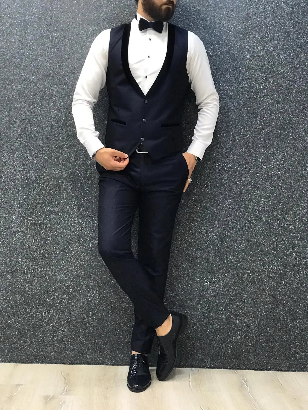 Lazio Navy Blue Slim-Fit Tuxedo - BRABION