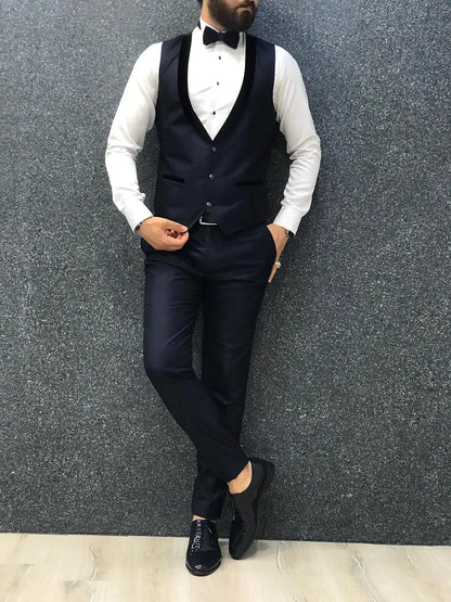 Lazio Navy Blue Slim-Fit Tuxedo - BRABION