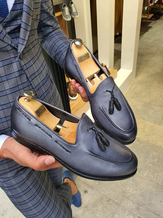 Fort Worth Gray Tassel Loafer - BRABION