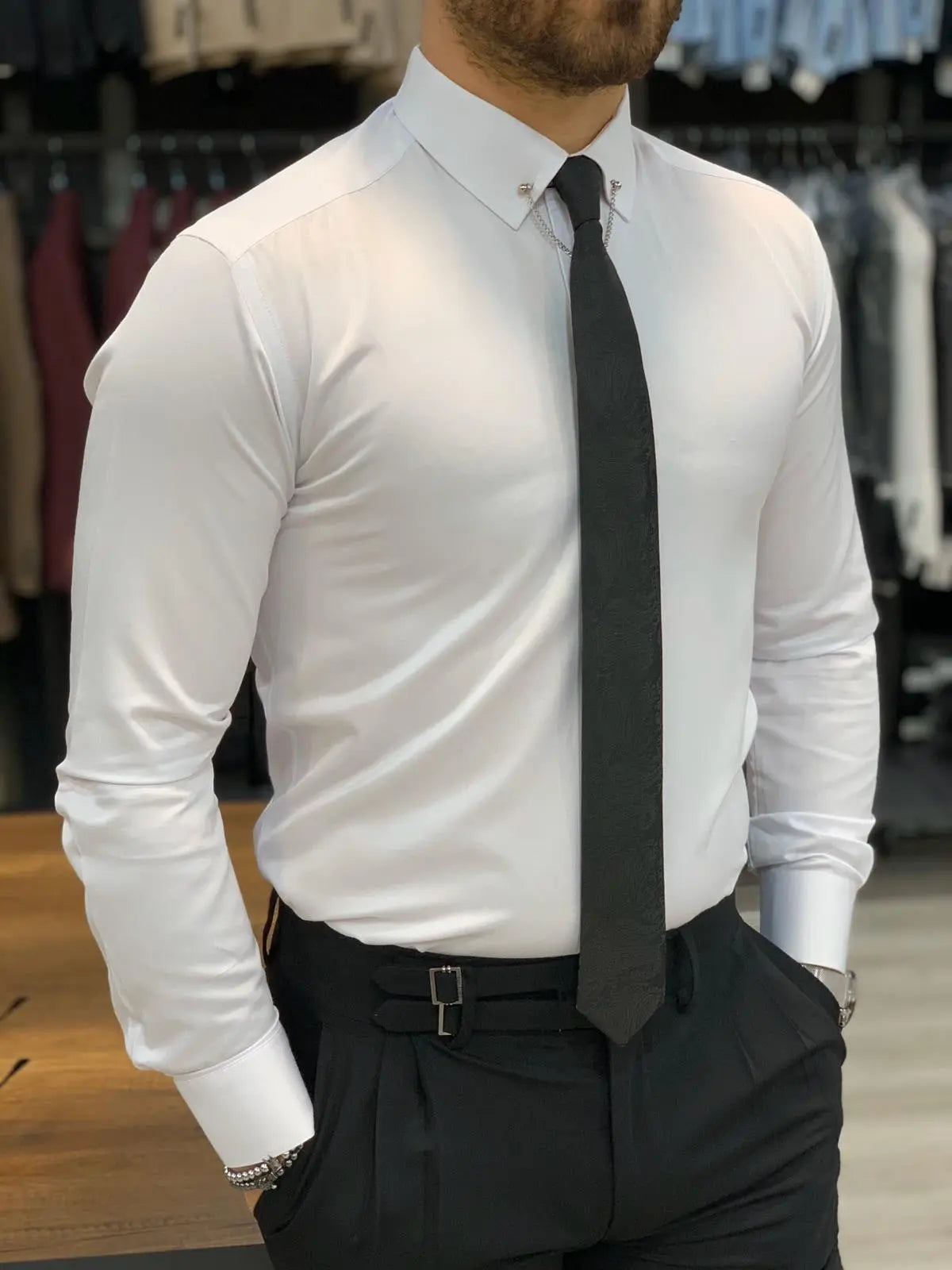 Jake White Slim Fit Shirt - Versatile Elegance for Every Occasion - BRABION