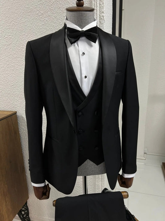 Lenzi Slim Fit Black Party Tuxedo for Men - BRABION