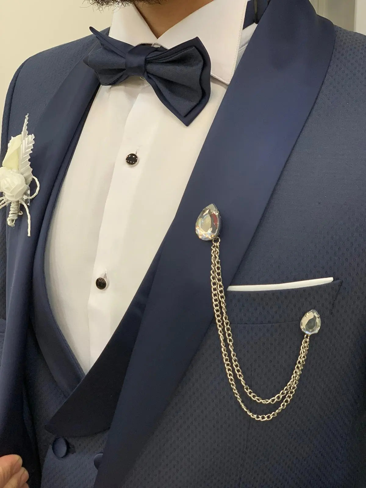 Avion Blue Slim Fit Shawl Lapel Tuxedo - BRABION