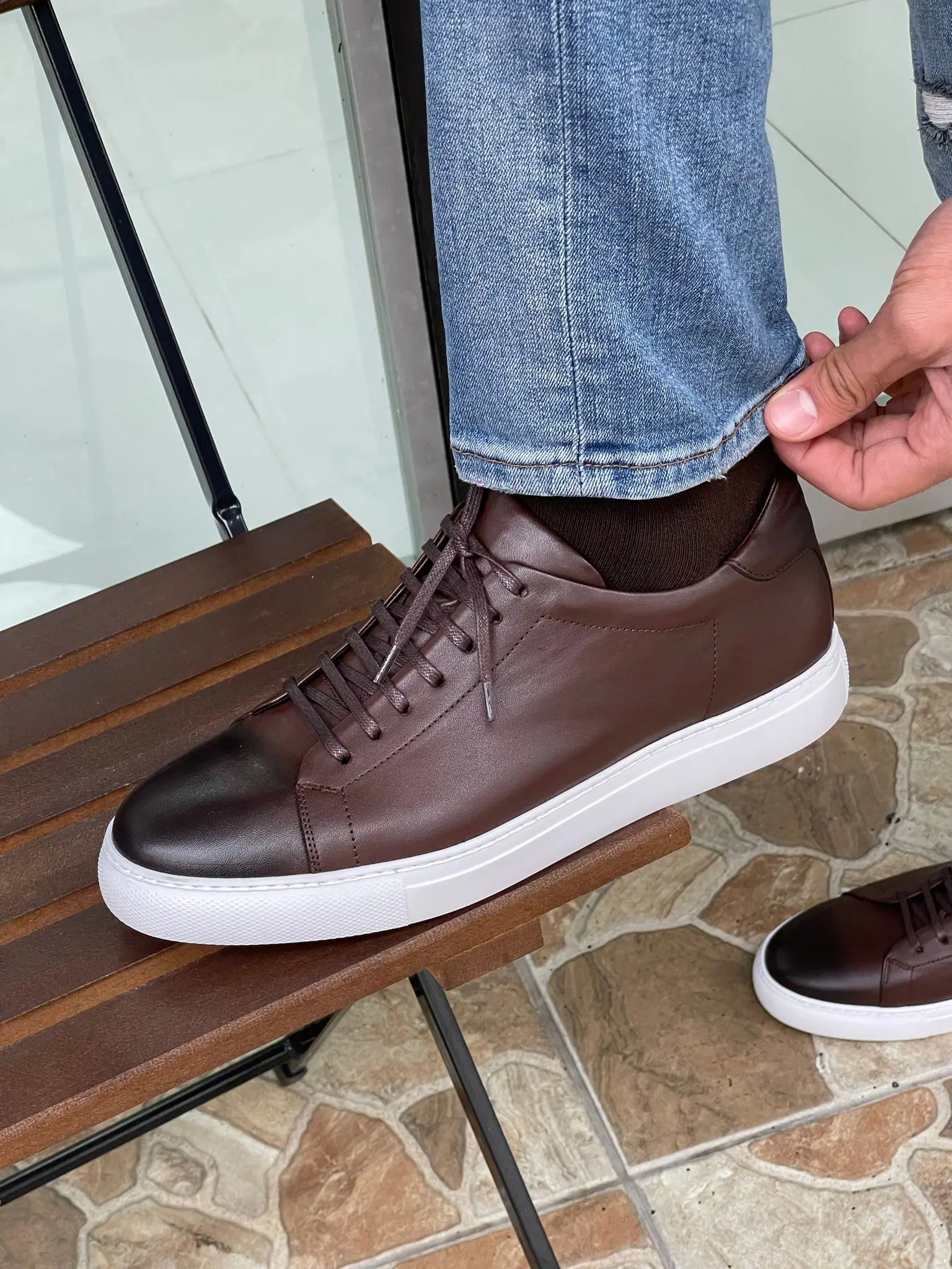 Martin Brown Lace-Up Mid-Top Sneakers for Elegant Comfort - BRABION