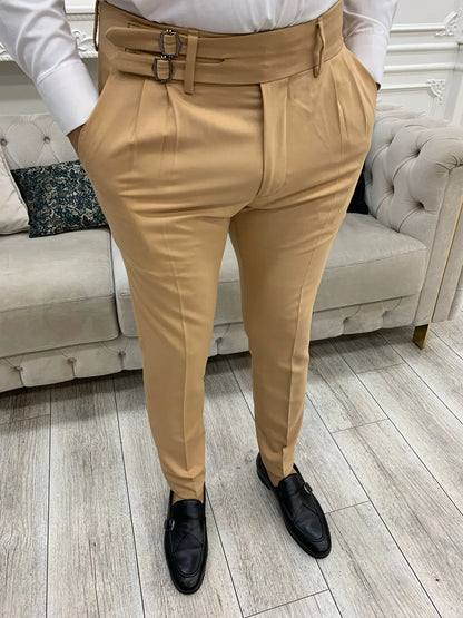 Tan Buckled Canvas Trousers for Every Occasion - BRABION