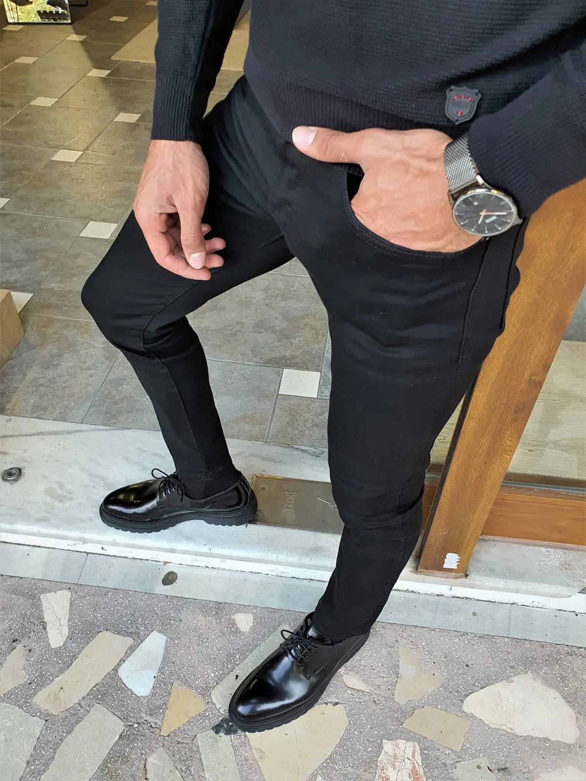 Clemson Black Slim Fit Lycra Jeans - BRABION