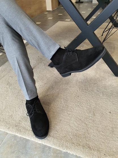 Torino Black Suede Derbys - Elegant Versatility - BRABION