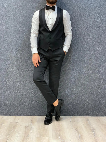 Bond Black Slim Fit Tuxedo - Timeless Elegance for Formal Occasions - BRABION