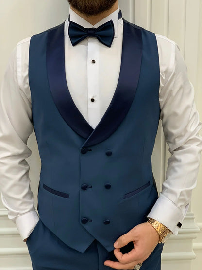 Perris Light Blue Slim Fit Tuxedo: Elevate Your Formal Style - BRABION