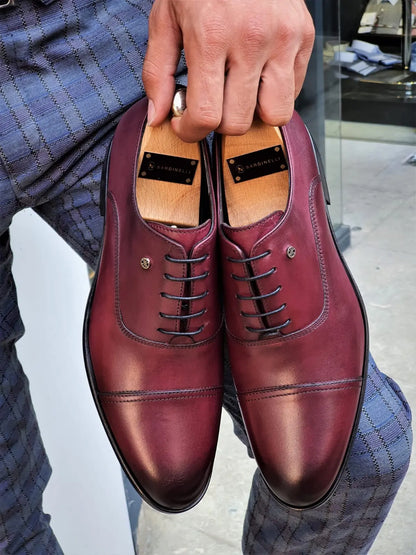 Stefano Burgundy Wholecut Oxfords: The Epitome of Sophisticated Footwear - BRABION