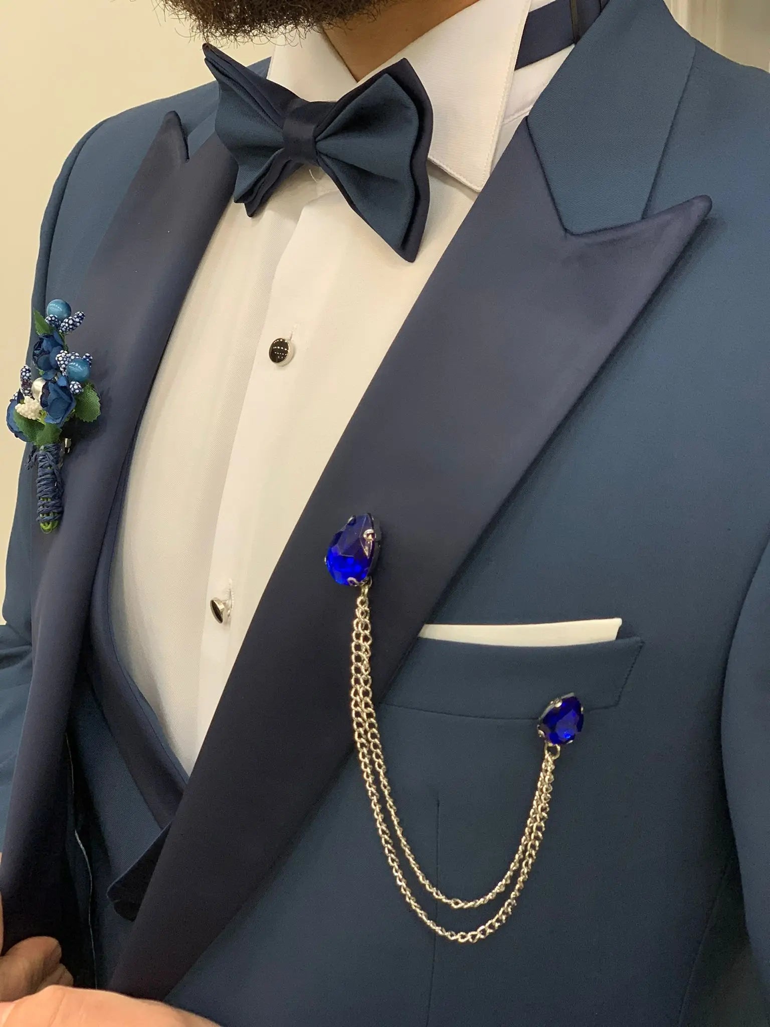 Perris Light Blue Slim Fit Tuxedo: Elevate Your Formal Style - BRABION