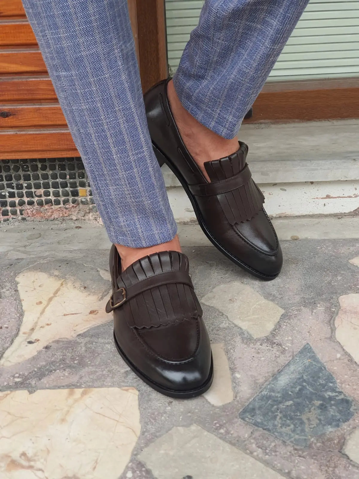 Jackson Brown Kilt Loafers - Elegant Leather Footwear for Any Occasion - BRABION