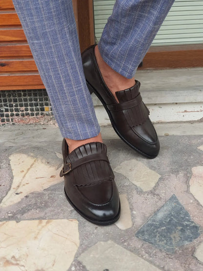 Jackson Brown Kilt Loafers - Elegant Leather Footwear for Any Occasion - BRABION