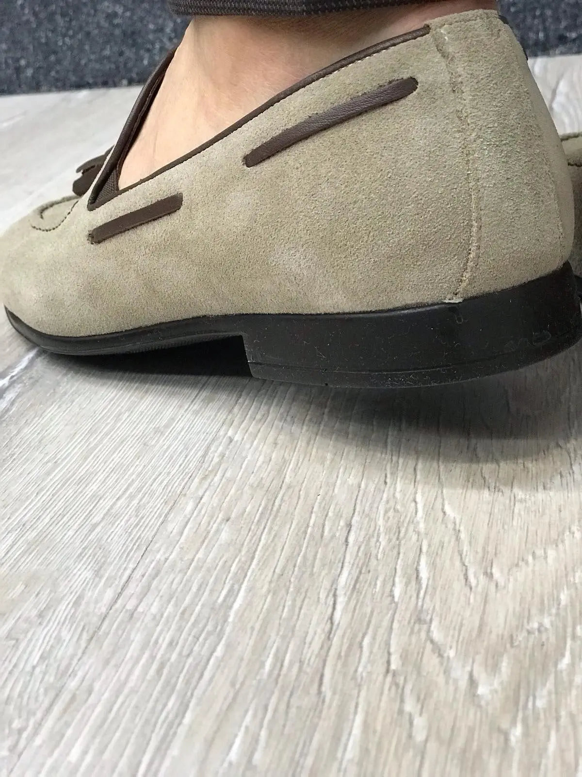 Tassel Suede Leather Cream Loafers - BRABION