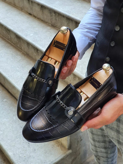 Reno Black Kilt Loafers - BRABION